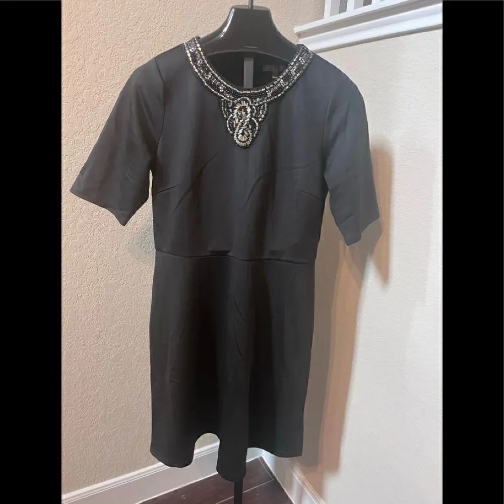 Spense bedazzled scoop neck scuba fit and flare dress sz 16
